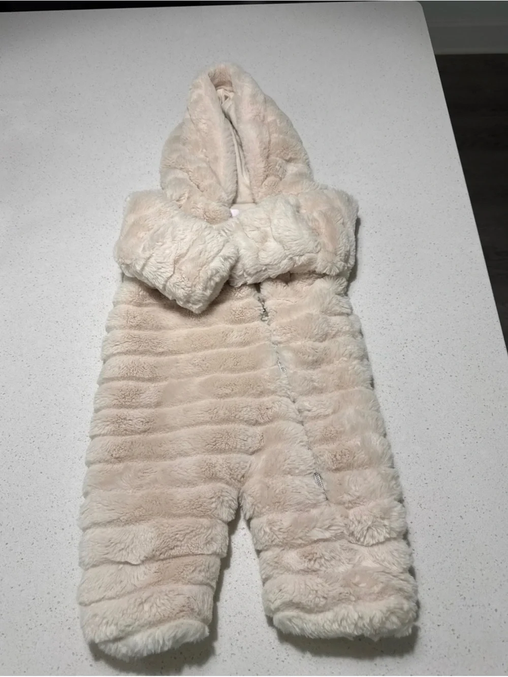 Carter's Light Pink Hooded Robe & Cream Faux-Fur Hooded Jumpsuit Set
